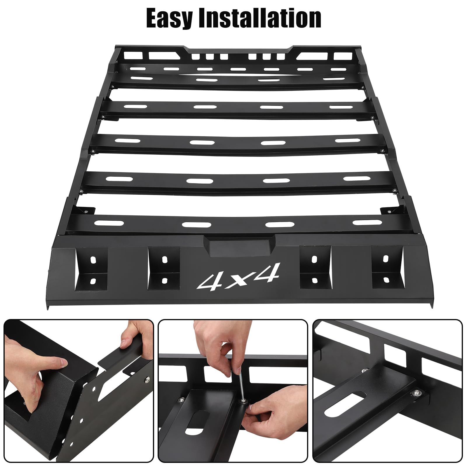 Garvee Heavy Duty Roof Rack Basket 63x43.3x5 Inch Anti-Rust Coating 220lbs Capacity SUV Truck Cars