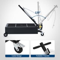 Garvee 20 Gallon Oil Drain Pan with 110V Electric Pump, 8FT Hose, Folding Handle, Carbon Steel, Wheels, for Cars, SUVs, Trucks, Buses, RVs