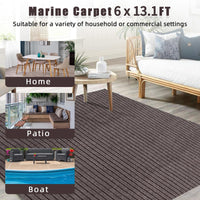Garvee 6' × 13.1' Boat Marine Carpet,Stripe Brown Marine Carpet, Indoor/Outdoor Rug, TPR Non-Slip, Waterproof, for Patio Deck, Outdoor Use, Camping