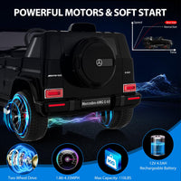 Garvee 12V Kids Ride on Car, Licensed Mercedes Benz G63 Electric Car w/Remote Control, Music, Spring Suspension, LED Light, Bluetooth, Horn, AUX, Safety Lock Battery Powered Electric Vehicle - Black