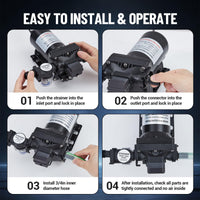 Garvee Water Pressure Booster Pump 110V AC 3.5GPM 55PSI On Demand Water Diaphragm Pump with 124Ft Head Lift, Self-Priming RV Fresh Water Pump with Pressure Switch for Home Marine Yacht Garden Hose