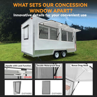 Garvee Concession Window, 60" W x 40" H Food Truck Service Window, Aluminum Alloy Serving Window with 2 Horizontal Sliding Screen Windows & Awning Door  (Glass Not Included)