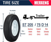 Garvee ST205/75D14 Trailer Tires, Set of 2, Load Range C 6PLY, 14" White Spoke Rims, Max Load 1760 LBS, 5 Lug on 4.5", Durable All-Terrain Design for Utility & Boat Trailers