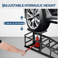Garvee 2-Pack Hydraulic Car Ramps, 5T/11000 lbs Capacity Low-Profile Car Lift with Adjustable Height (9.4"-13.34") for Trucks, Trailers, and Auto Repair in Garage, Black