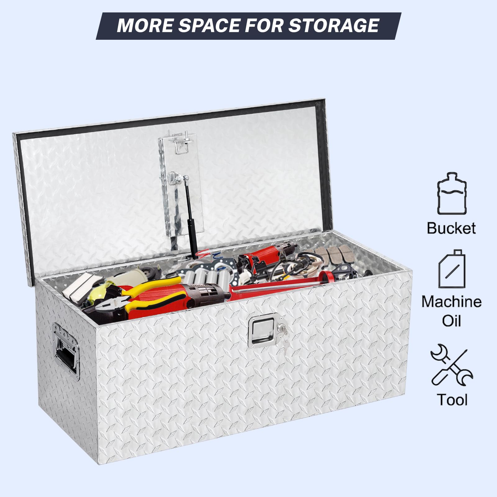 Garvee 48-Inch Aluminum Truck Tool Box - Heavy-Duty Waterproof Storage Organizer Chest with Handle & Lock for Pickup Truck Beds & RVs, 48" x 15" x 15", Silver