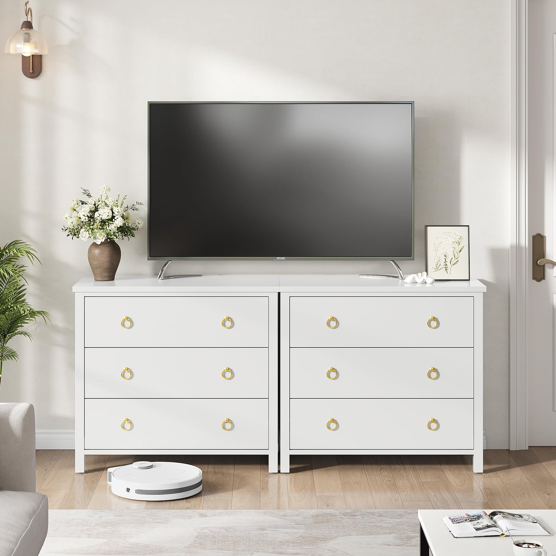 Garvee 3 Dresser for Bedroom, 29" Tall Dresser, Modern Tall Drawer Dresser with Storage, Wooden Closet Dressers Chest of Drawers Freestanding for Bedroom, Nursery, Living Room, White