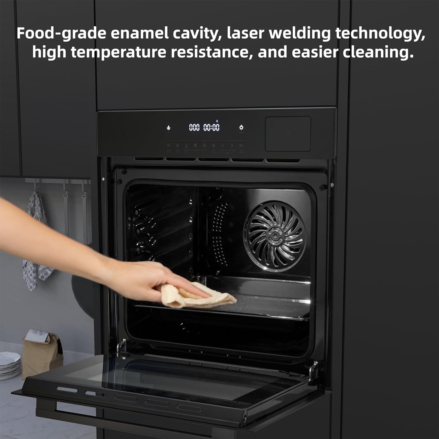 Garvee 24 Inch 70L Convection Oven,Built-in Electric Oven with 108 Smart Menu & 8 Baking Modes Air Frying Function,  Touch Control, 3D Heating,3000W