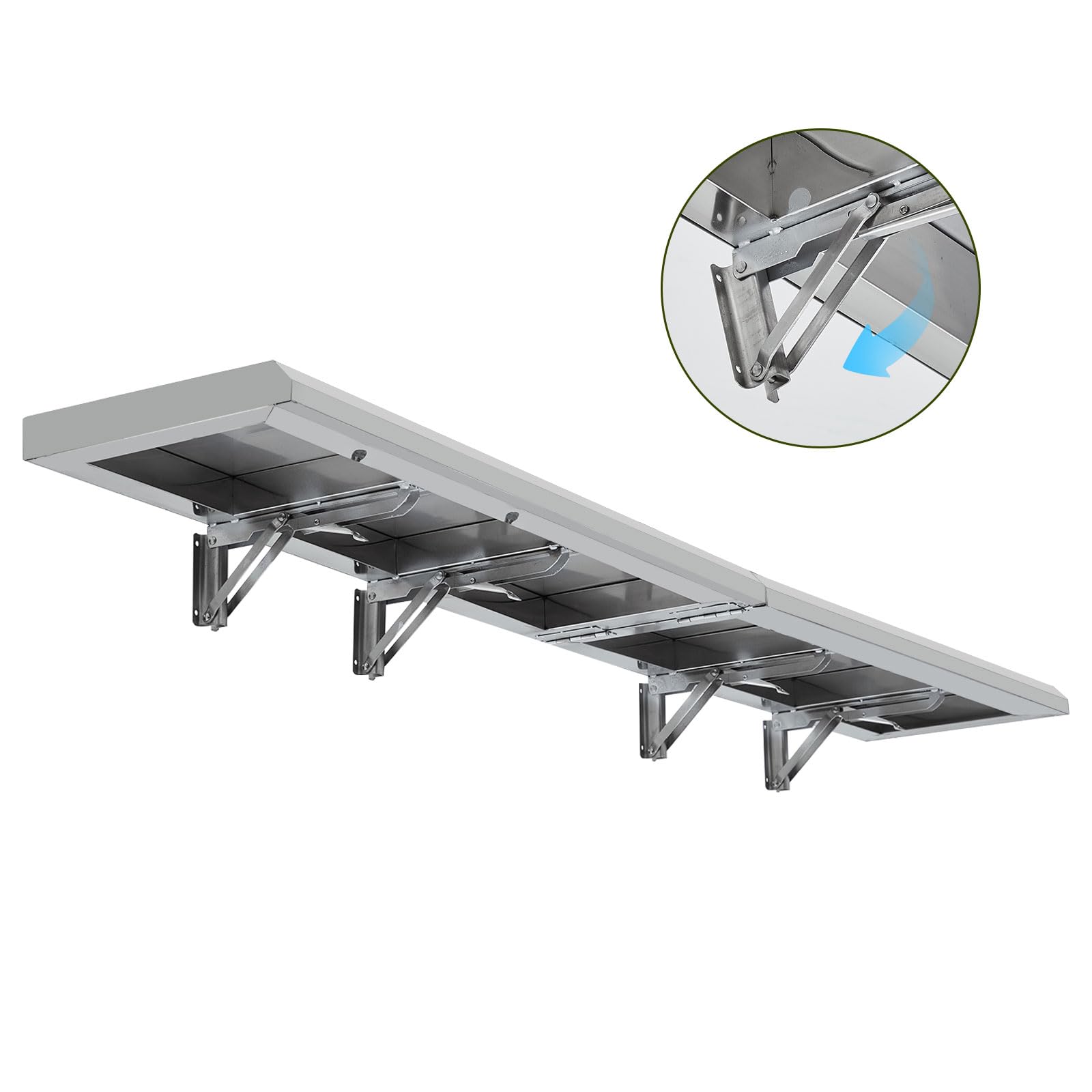 Garvee Folding Concession Shelf 72" x 12" - 304 Stainless Steel, Wall Mount, Drop Down, for Food Truck, BBQ, Restaurant