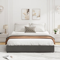 Garvee Platform Bed Frame, Fabric Upholstered with 4 Storage Drawers, No Box Spring Needed, Wooden Slats Support, Noise Free, Easy Assembly, Dark Grey(KING)