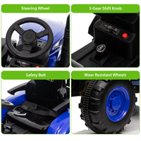 Garvee Ride - P Series: 12V Remote Control Tractor for Kids with 7-LED & Safety Belt - Blue