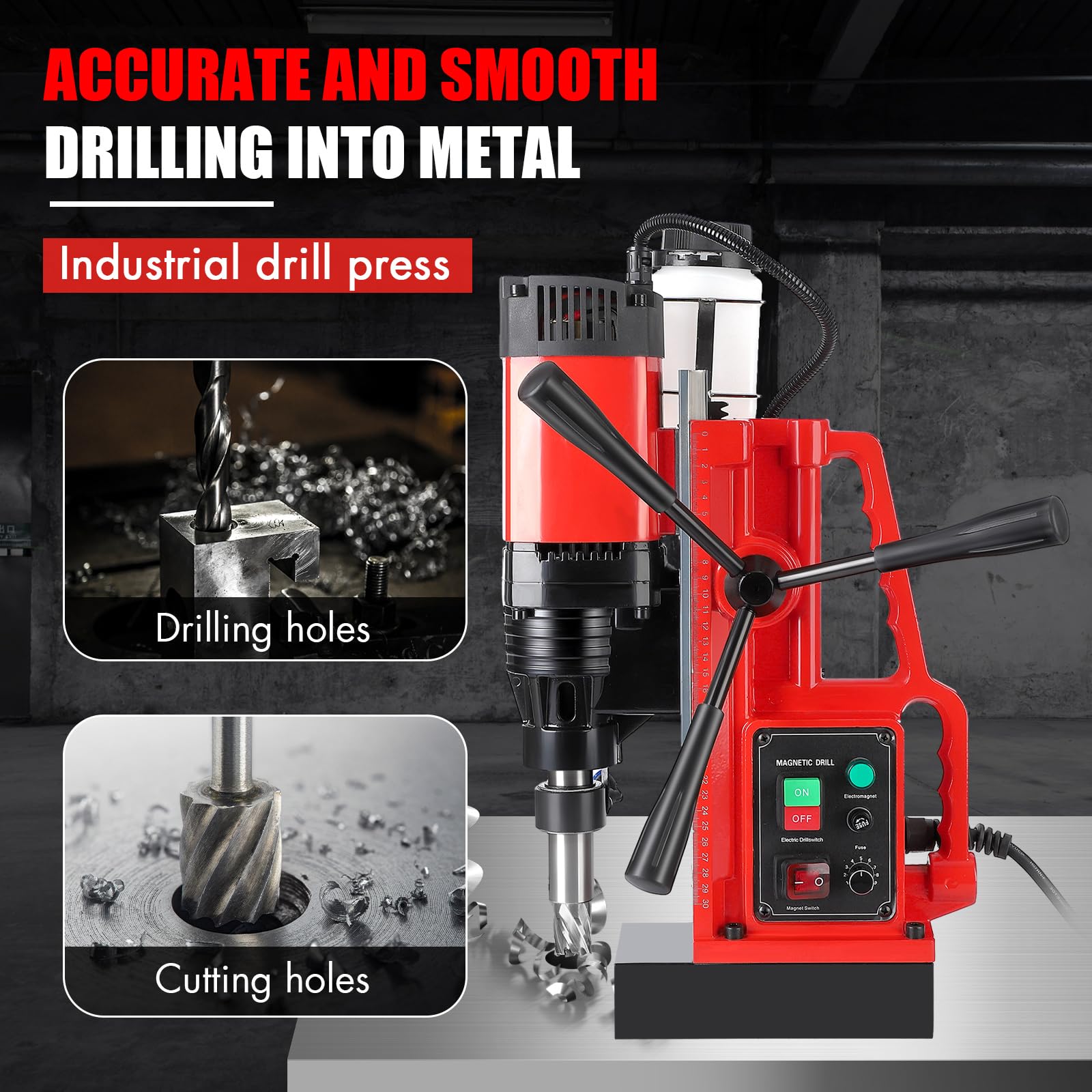 Garvee Magnetic Drill, 1100W 550RPM Portable Magnetic Drill Press, 1.57in Boring Diameter, 12Pcs Drill Bits Electric Drilling Machine for Metal Surface, Industrial and Home Improvement 500RPM