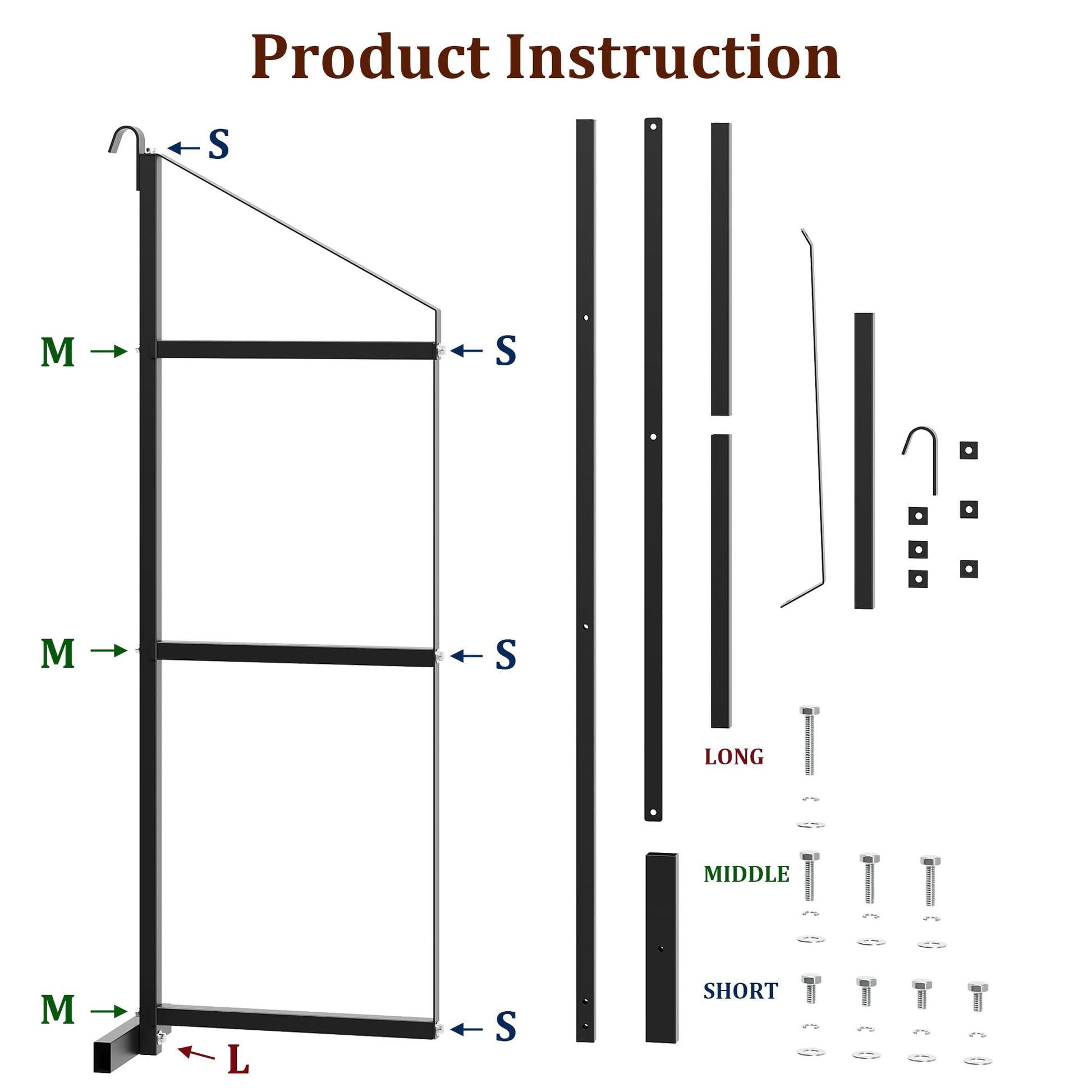 Garvee 2PCS Shipping Container Shelving Brackets, 3-Tier 22''D x 60''H Black Powder Coated Steel Shelf Support for Cargo Storage, Easy to Hang and Remove for Heavy Duty Containers, Workbenches