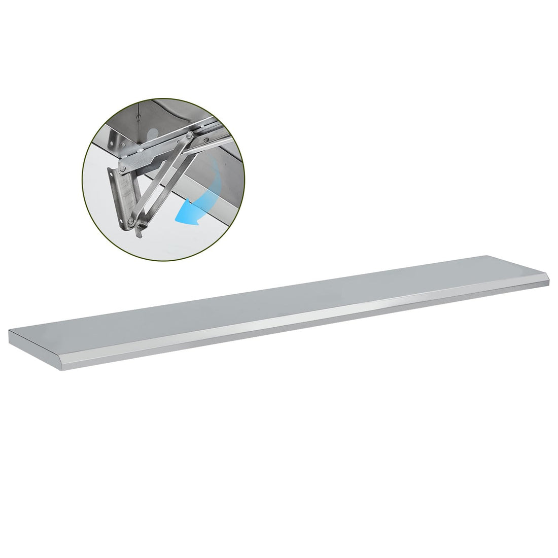 Garvee Folding Concession Shelf 72" x 12" - 304 Stainless Steel, Wall Mount, Drop Down, for Food Truck, BBQ, Restaurant