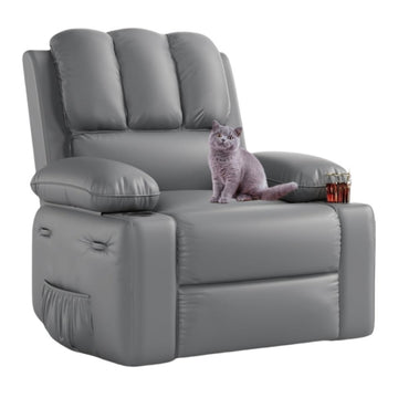 Garvee 22'' Rocker Swivel Recliner Chair, Lazy Boy Recliner for Adults, with 1.5X Sponge Filling, Side Pocket, and Cup Holder, for Living Room, Bedroom, and Nursery, Grey