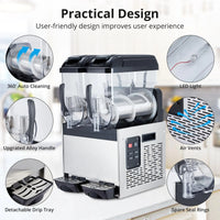 Garvee 24L Commercial Slushy Machine, 700 Watts, Self-Cleaning, Stainless Steel for Margaritas, Snow Melts, Cocktails, Homes, Coffee Shops, Restaurants