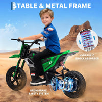Garvee 24V Kids Electric Dirt Bike 350W Motor 10MPH Speed Rear Suspension Leather Seat Black Blue Green Red Rose White Outdoor Riding
