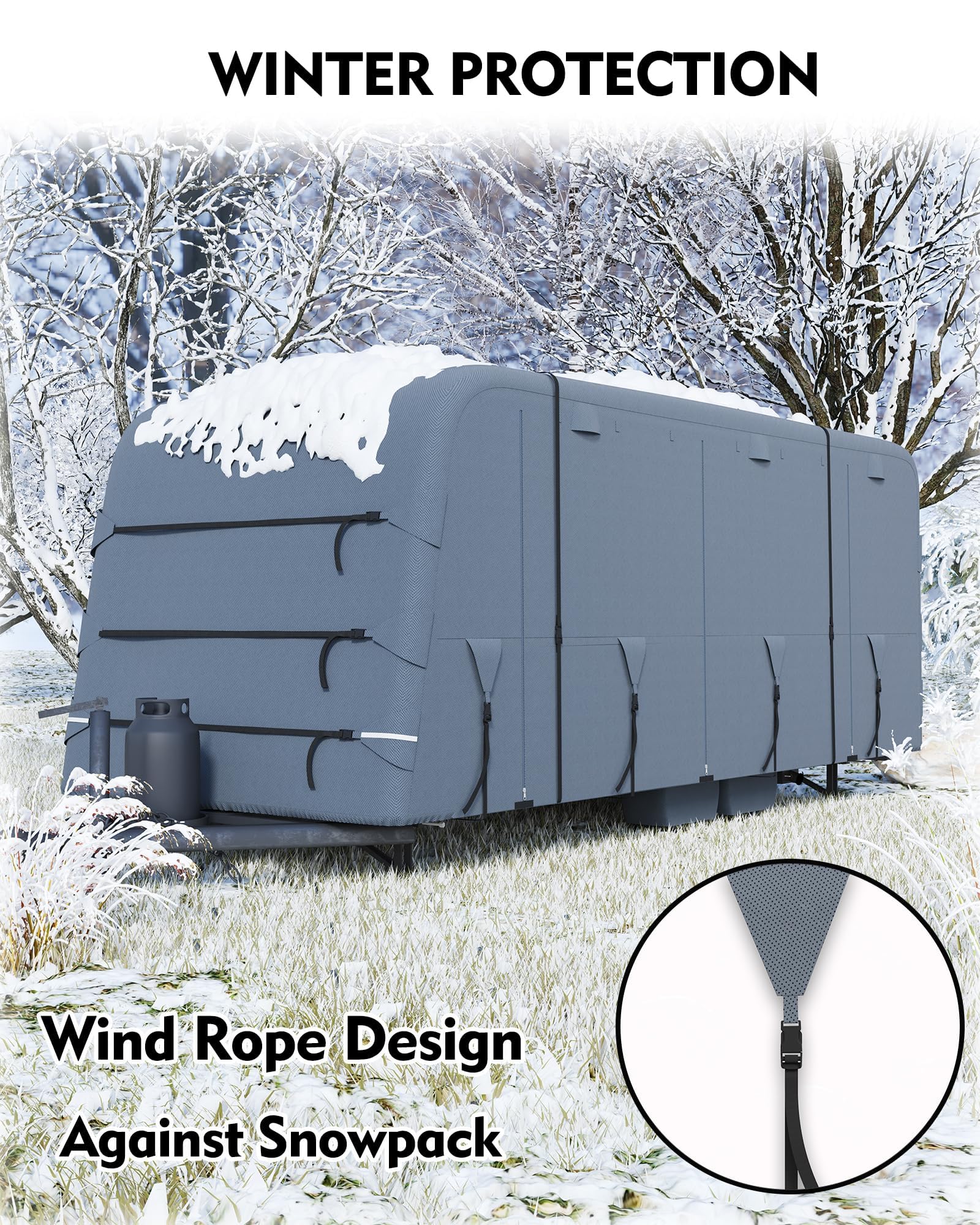 \Garvee 6-Layer Heavy-Duty RV Cover - Waterproof Windproof Travel Trailer Cover with Breathable Top, Tire Covers, and Accessories, Fits 21'-24' Motorhomes & Campers