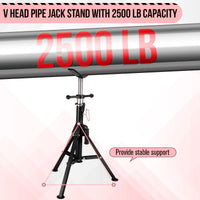 Garvee V-Head Pipe Jack Stand 2500 Lbs Load Capacity Adjustable 28-52" Height Heavy-Duty Steel Folding Legs Portable for Welding Automotive HVAC