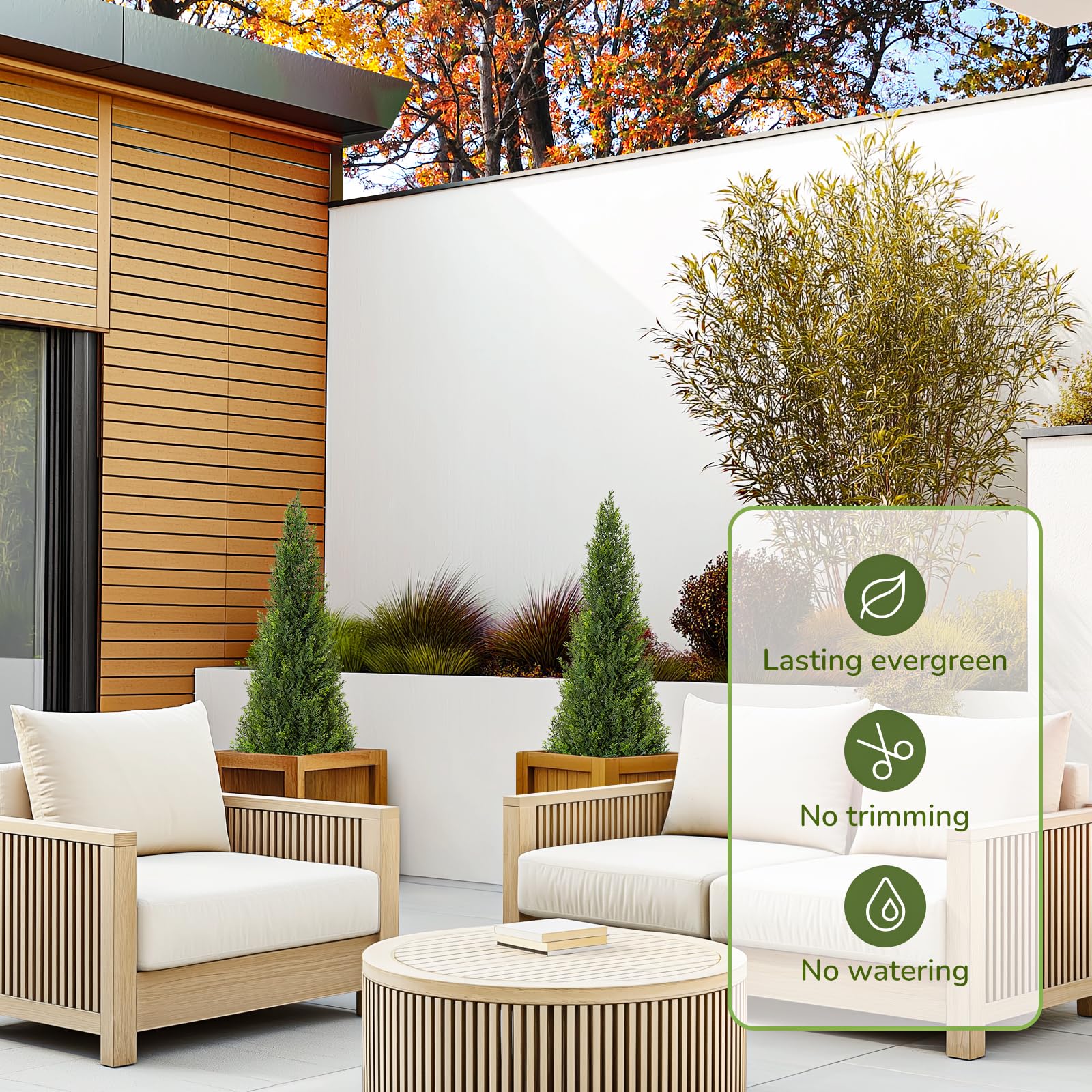 Garvee Artificial Cedar Topiary Trees for Home Decor 3ft(2pcs) Fake Cypress Trees Potted Faux Evergreen Plants for Outdoor Indoor Front Porch Garden Set of 2