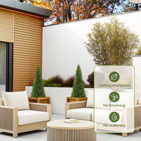 Garvee Artificial Cedar Topiary Trees for Home Decor 3ft(2pcs) Fake Cypress Trees Potted Faux Evergreen Plants for Outdoor Indoor Front Porch Garden Set of 2