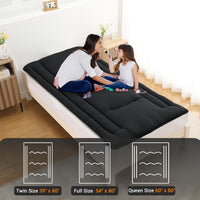 Garvee Futon Mattress Twin Size, Japanese Floor Mattress Foldable Sleeping Mattress, Roll Up Floor Bed Mattress for Easy Storage, Tatami Mat Japanese Floor Bed for Dorm Camping, Black