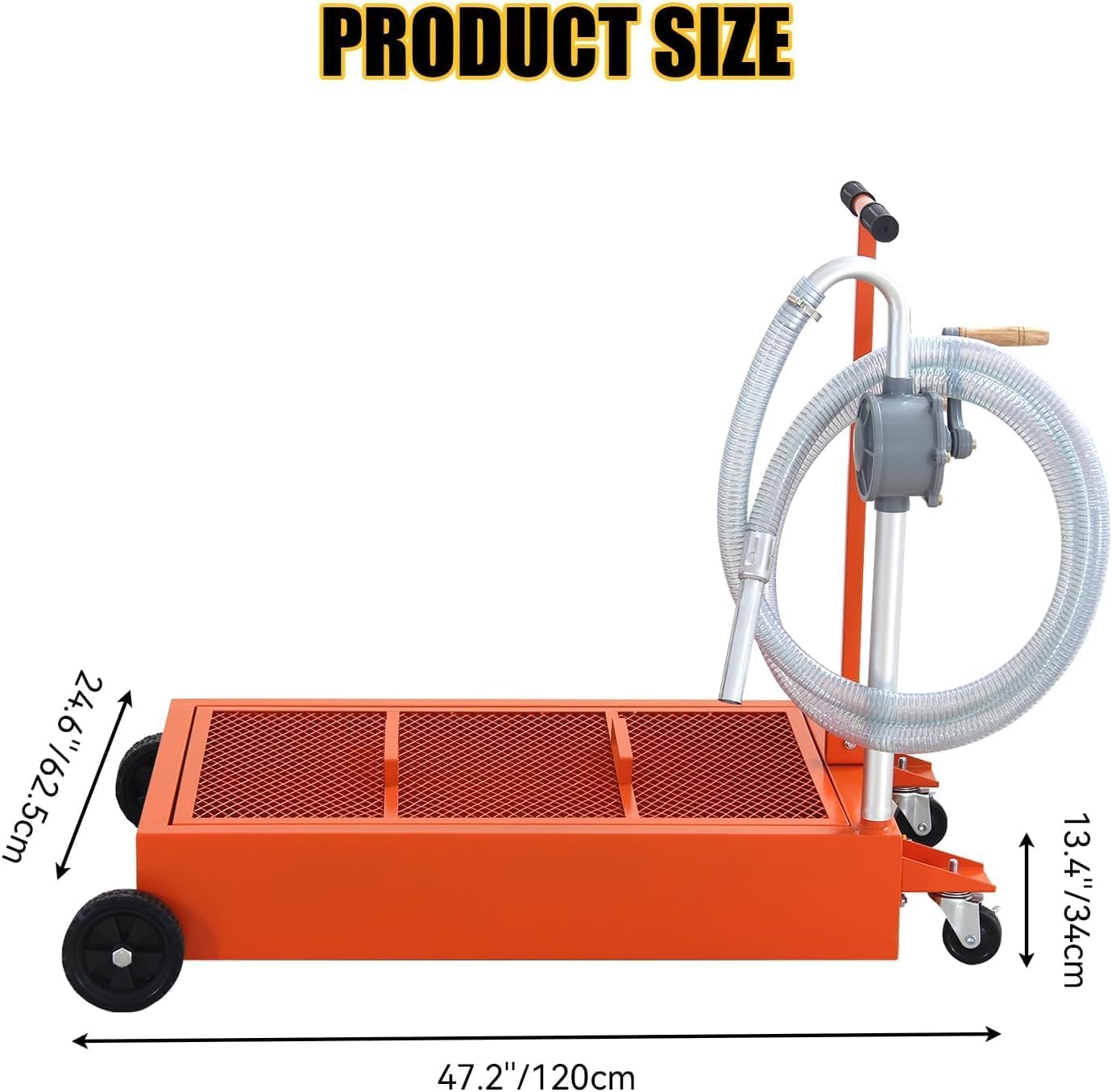 Garvee 25 Gallon Waste Oil Drain Tank Low Profile with Wheels Steel Durable Mesh Grille for Garage Workshop