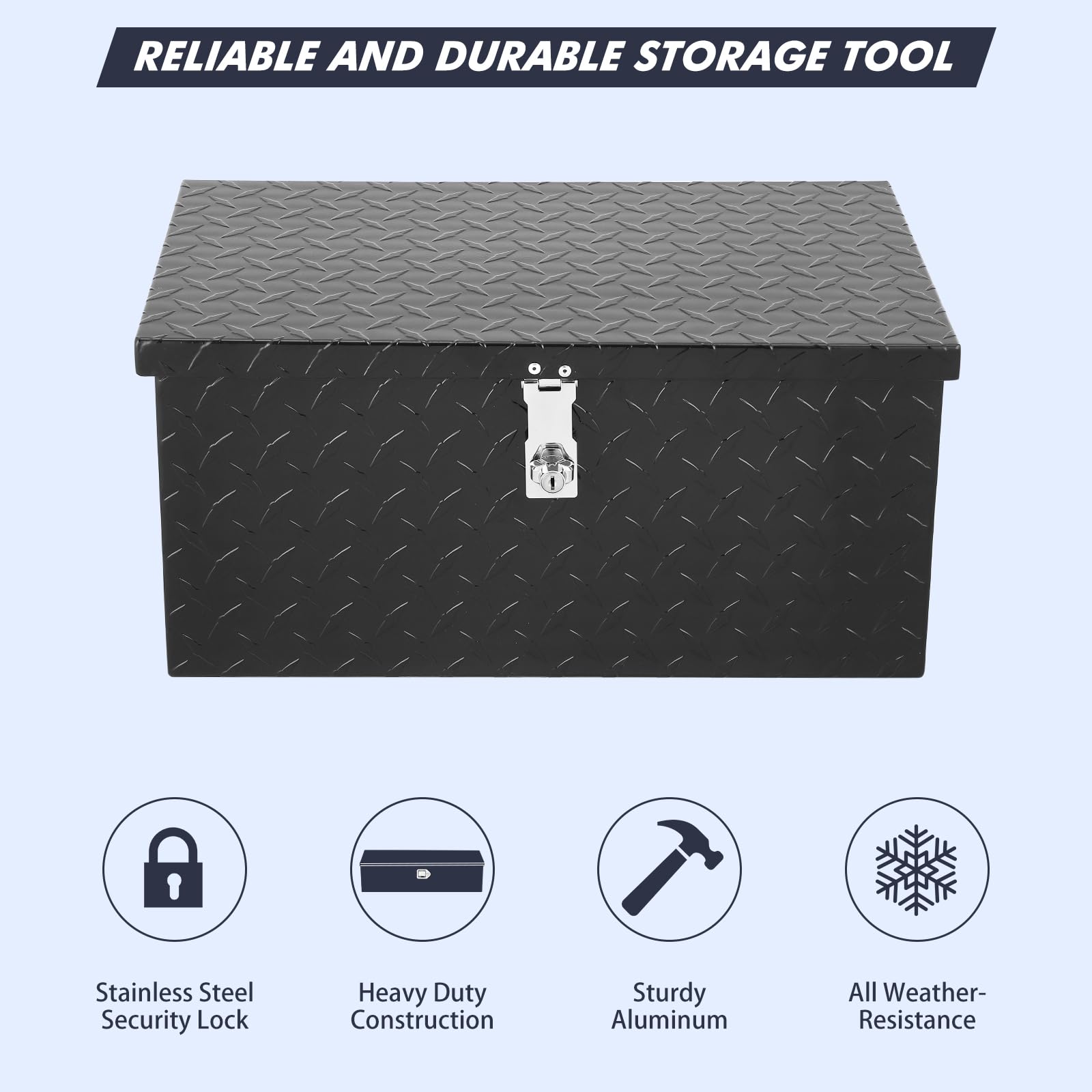 Garvee 20 Inch Aluminum Diamond Plate Tool Box With Lock and Keys, Heavy Duty Waterproof Truck Storage Organizer Chest for Pick Up Truck Bed, Rv Trailer/Van With Side Handle