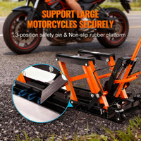 Garvee Hydraulic Motorcycle Lift Jack, 1500 Lbs Capacity Scissor Lift Jack with 4 Wheels and Handle, Portable Foot-Operated Hoist Stand Motorcycle Lift Table for ATV, Motorcycle, UTV, Powersports