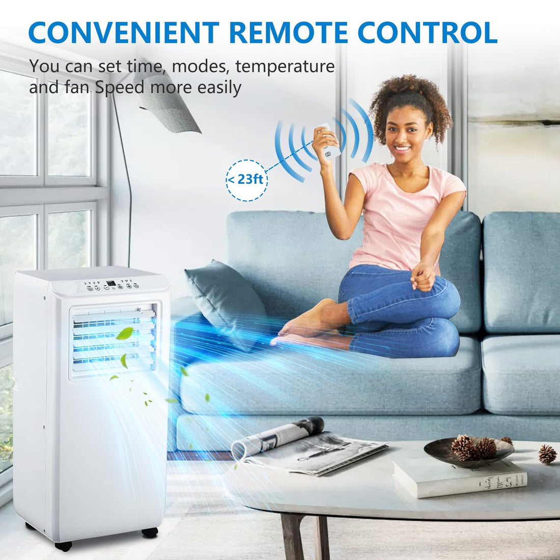 Garvee 10000 BTU Portable Air Conditioner Unit -Air Conditioner Cools Up to 450 Sq.Ft with Cool, Fan and Dry Function, Dehumidifier & Fan Modes for Room Office Dorm Bedroom