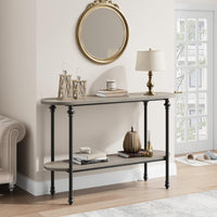 Garvee Console Table, 43.3" Entryway Table with Storage, 2 Tier Sofa Table with Metal Frame and MDF, Behind Couch Table for Living Room, Hallway, Entryway-Grey