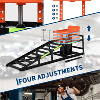 Garvee 5 Ton Hydraulic Car Ramps Heavy Duty Vehicle Lift With Reflective Strips For Night Use Adjustable Height 9.8"-15" Portable Auto Service Ramps Black