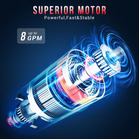 Garvee Fuel Transfer Pump DC 12V Diesel Transfer Pump with Nozzle Hose Cast Iron Gasoline Transfer Pump, 8GPM, Overheating Stability, Applicable to Gasoline, Diesel, Clear