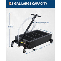 Garvee 25 Gallon Oil Drain Pan with 110V Electric Pump, 8FT Hose, Folding Handle, Carbon Steel, Wheels, for Cars, SUVs, Trucks, Buses, RVs