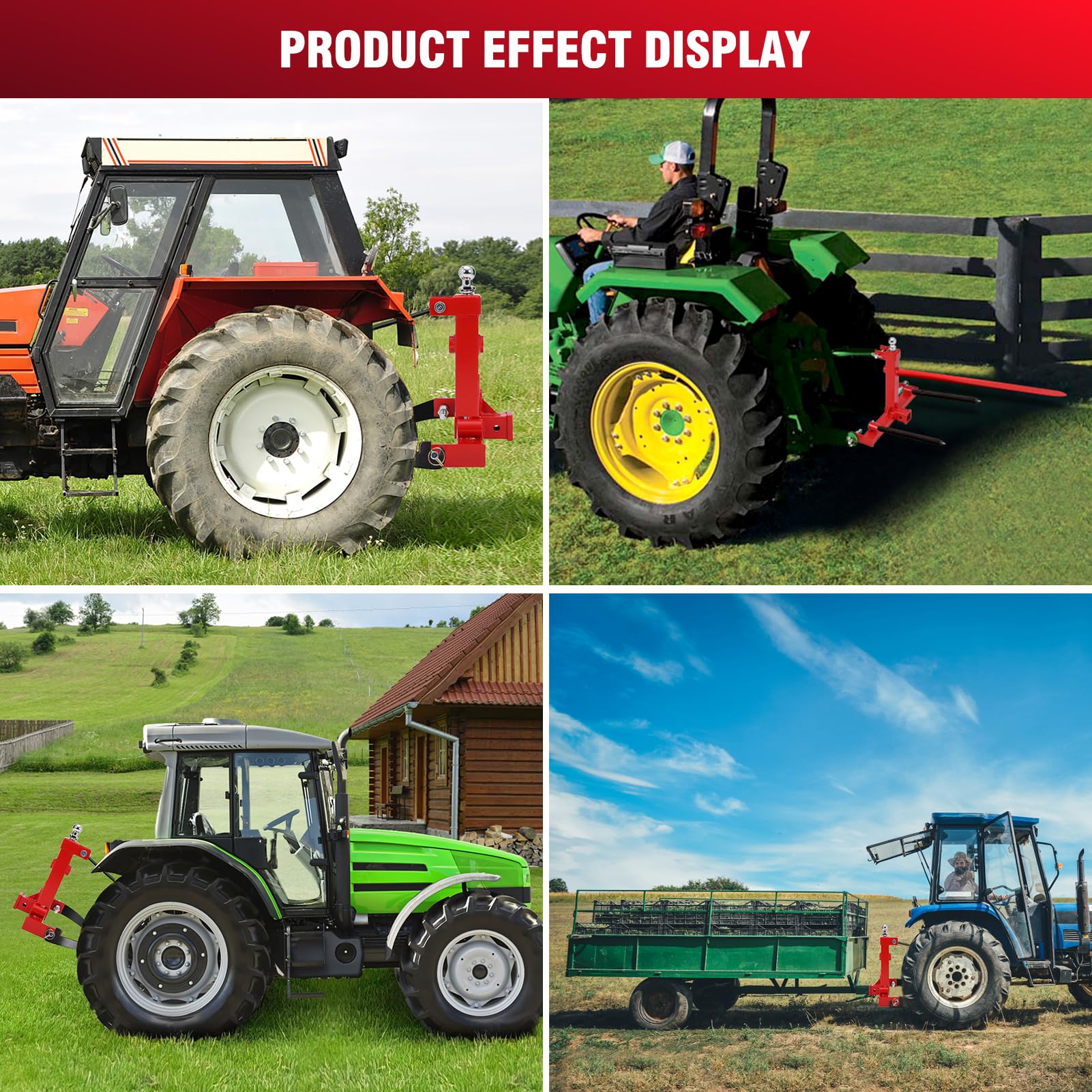 Garvee 3000lbs 3Pt Gooseneck Trailer Hitch, 2 Inch for Cat 1 Tractors