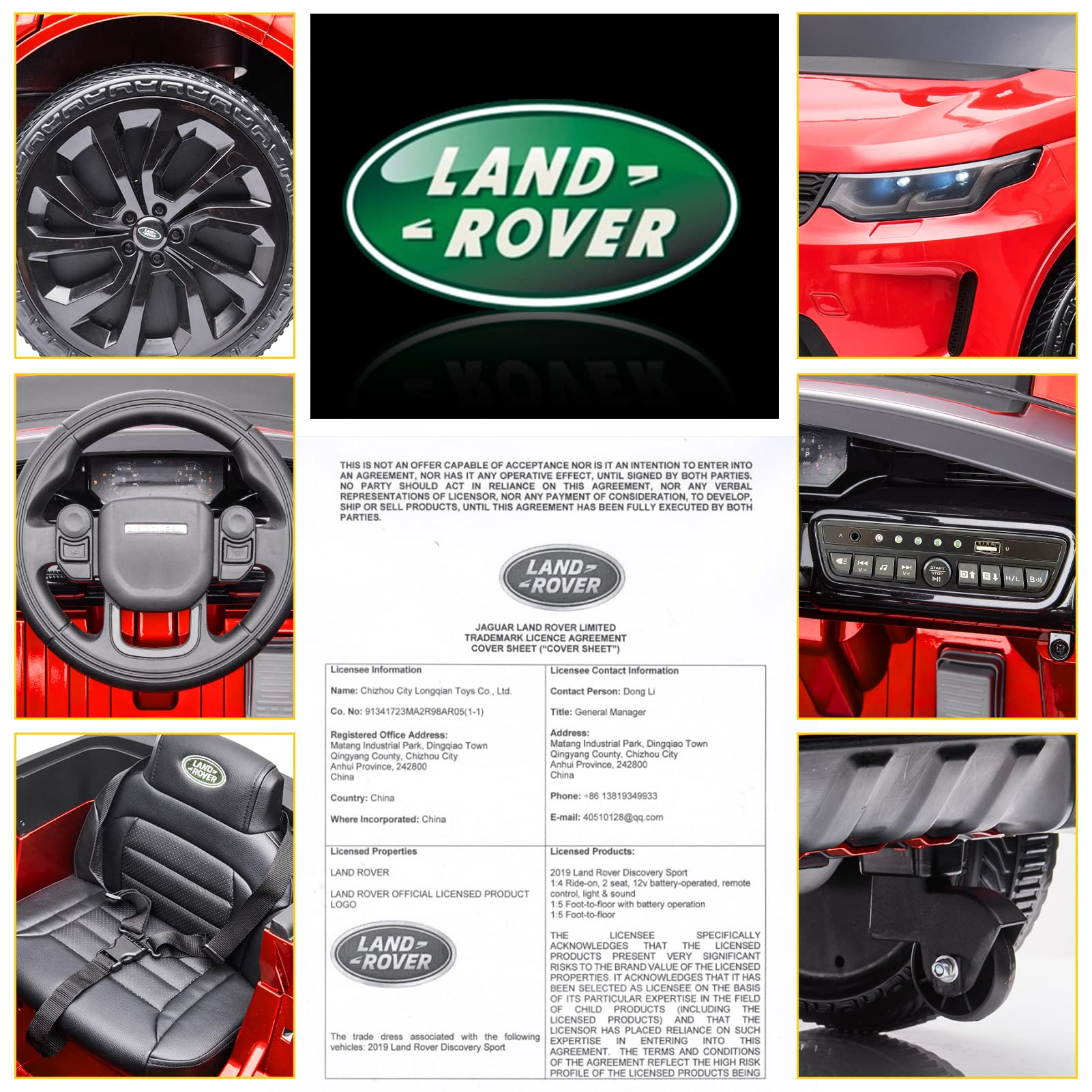 Garvee Ride - P Series: 12V Land Rover mini Kids Ride-On Car: Remote Control, LED Lights, Bluetooth, Music, Radio, Battery Powered, for Ages 3-8 - Red