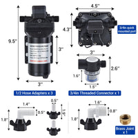 Garvee Water Pressure Booster Pump 115V AC 5.5GPM 70PSI On Demand Water Diaphragm Pump with 158Ft Head Lift, Self-Priming RV Fresh Water Pump with Pressure Switch for Home Marine Yacht Garden Hose