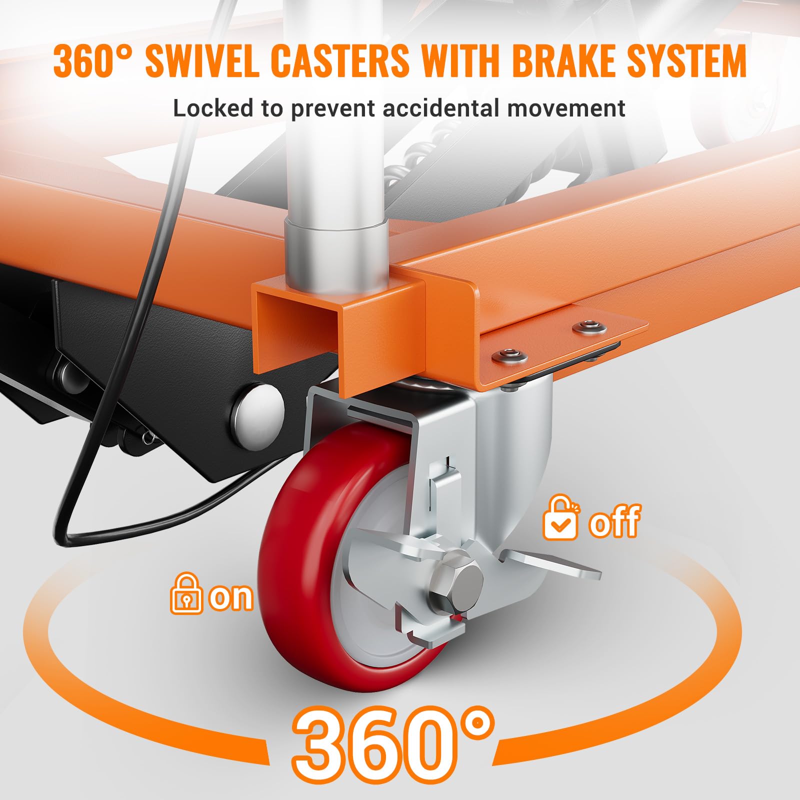 Garvee 770lbs Capacity Hydraulic Lift Table Cart, 14"-59" Lifting Height Manual Double Scissor Table Lift Cart with Non-Slip Pad for Material Handling and Transportation - Orange