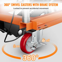 Garvee 770lbs Capacity Hydraulic Lift Table Cart, 14"-59" Lifting Height Manual Double Scissor Table Lift Cart with Non-Slip Pad for Material Handling and Transportation - Orange