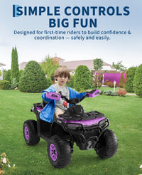 Garvee 12V Kids Electric ATV Ride-On Car – Dual Motors – Parent Remote Control – LED Lights, wireless, Music, USB, Spring Suspension – Battery Powered Outdoor Quad Toy for Boys & Girls – Purple