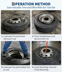 Garvee Tire Mount Demount Tool Kit, Manual Tire Changer w/Bead Keeper, 22.5" to 24.5" Tire Changer, Manual Tire Changing Tools for Car Repairing