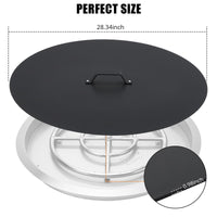Garvee Fire Pit Cover - Compatible with Bonfire, Round Stainless Steel with Handle, Fits Inset Fire Pit, Perfect for Outdoor Patio Camping,28 * 28inch,Black