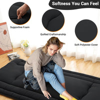 Garvee Futon Mattress Twin Size, Japanese Floor Mattress Foldable Sleeping Mattress, Roll Up Floor Bed Mattress for Easy Storage, Tatami Mat Japanese Floor Bed for Dorm Camping, Black