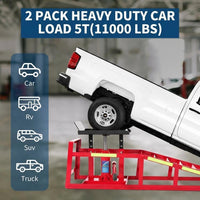 Garvee 5-Ton Hydraulic Car Ramps - Heavy-Duty Vehicle Lift with Reflective Strips for Night Use, Adjustable Height from 9.8" to 15", Portable Auto Service Ramps for Oil Changes and Truck Maintenance in Garage