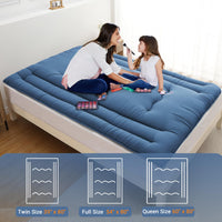 Garvee Futon Mattress Japanese Floor Mattress Full Size, Roll Up Sleeping Mattress for Floor, Japanese Style Floor Bed Foldable Floor Mattress Tatami Mat for Camping Travel, Navy Blue