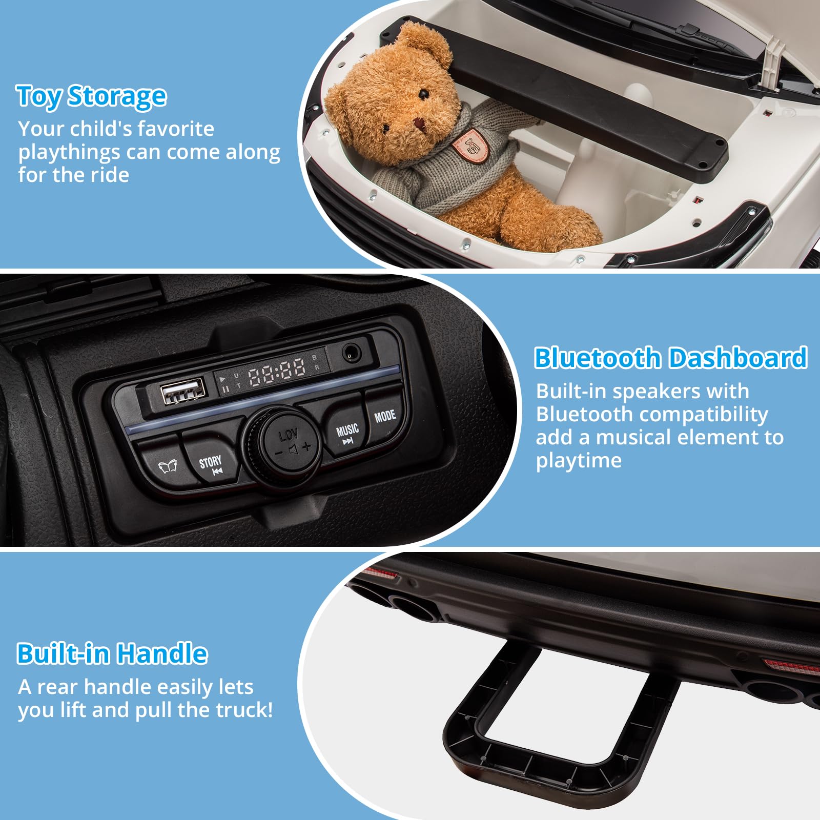 Garvee Ride - P Series: 24V 2-Seater Land Rover Ride-On Car For age 3+, With MP3, 3 Speeds, Remote Control, LED, 4-Wheel Suspension - White