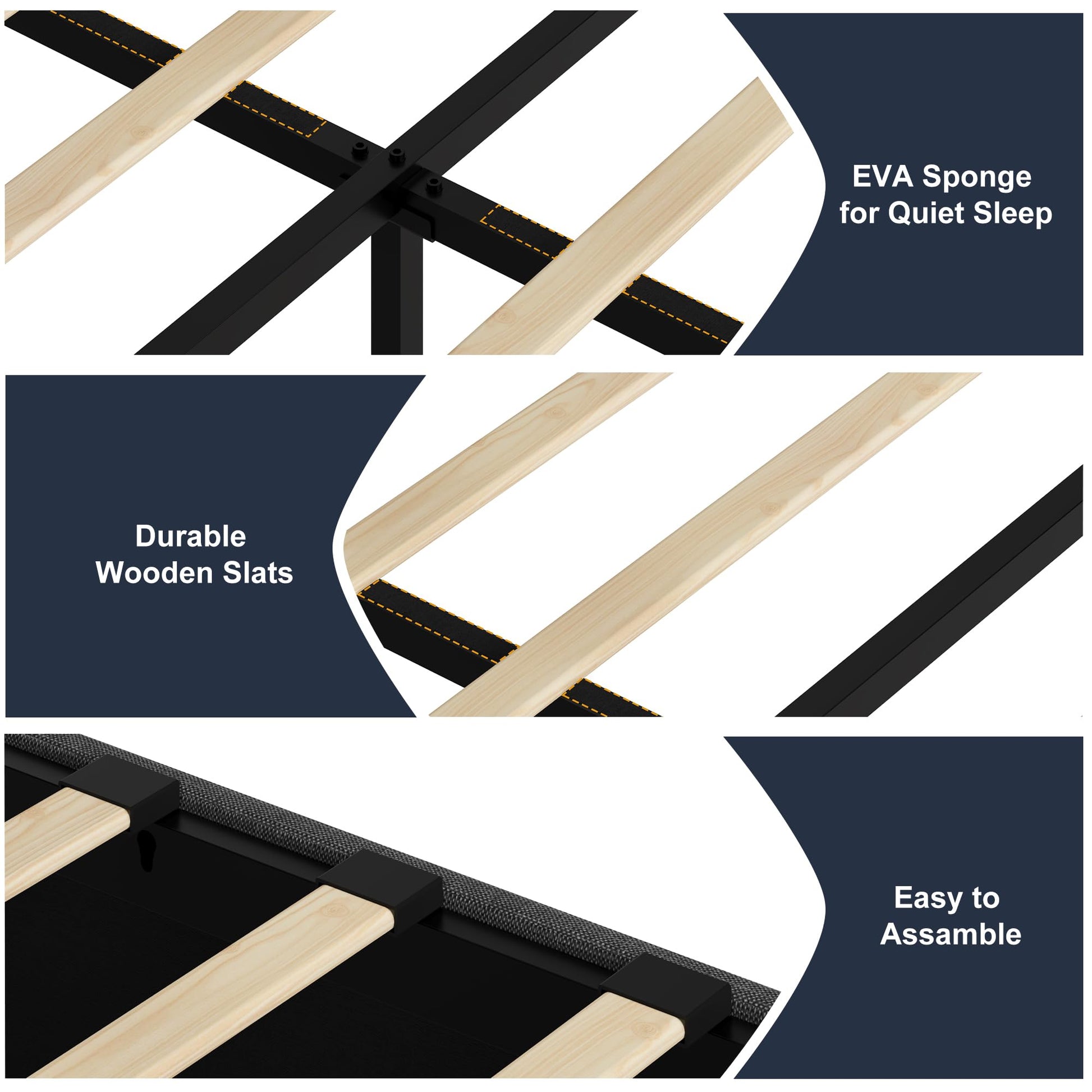 Garvee Platform Bed Frame, Fabric Upholstered with 4 Storage Drawers, No Box Spring Needed, Wooden Slats Support, Noise Free, Easy Assembly, Dark Grey(KING)