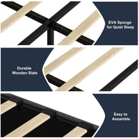 Garvee Platform Bed Frame, Fabric Upholstered with 4 Storage Drawers, No Box Spring Needed, Wooden Slats Support, Noise Free, Easy Assembly, Dark Grey(KING)