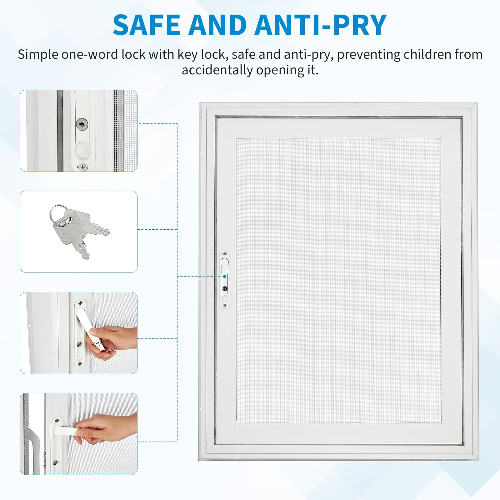 Garvee House Window 31x 40 x 4 Inch , 4 Gear Opening Position Adjustment Roof Window, 5 Mm Reinforced Glass Casement Window with Pull Down Magnetic Mesh, Sliding Window for House