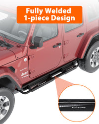 Garvee 6" Drop Running Boards, Black Powder Coated Side Step Bars, Fits 2018-2025 Jeep Wrangler JL 4 Door