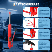 Garvee 8 Ton Hydraulic Long Ram Jack with Single Piston Pump & Clevis Base for Engine Hoists, Garage Cranes, Farm Use, Adjustable 24.8"-43.7", Heavy Duty Steel